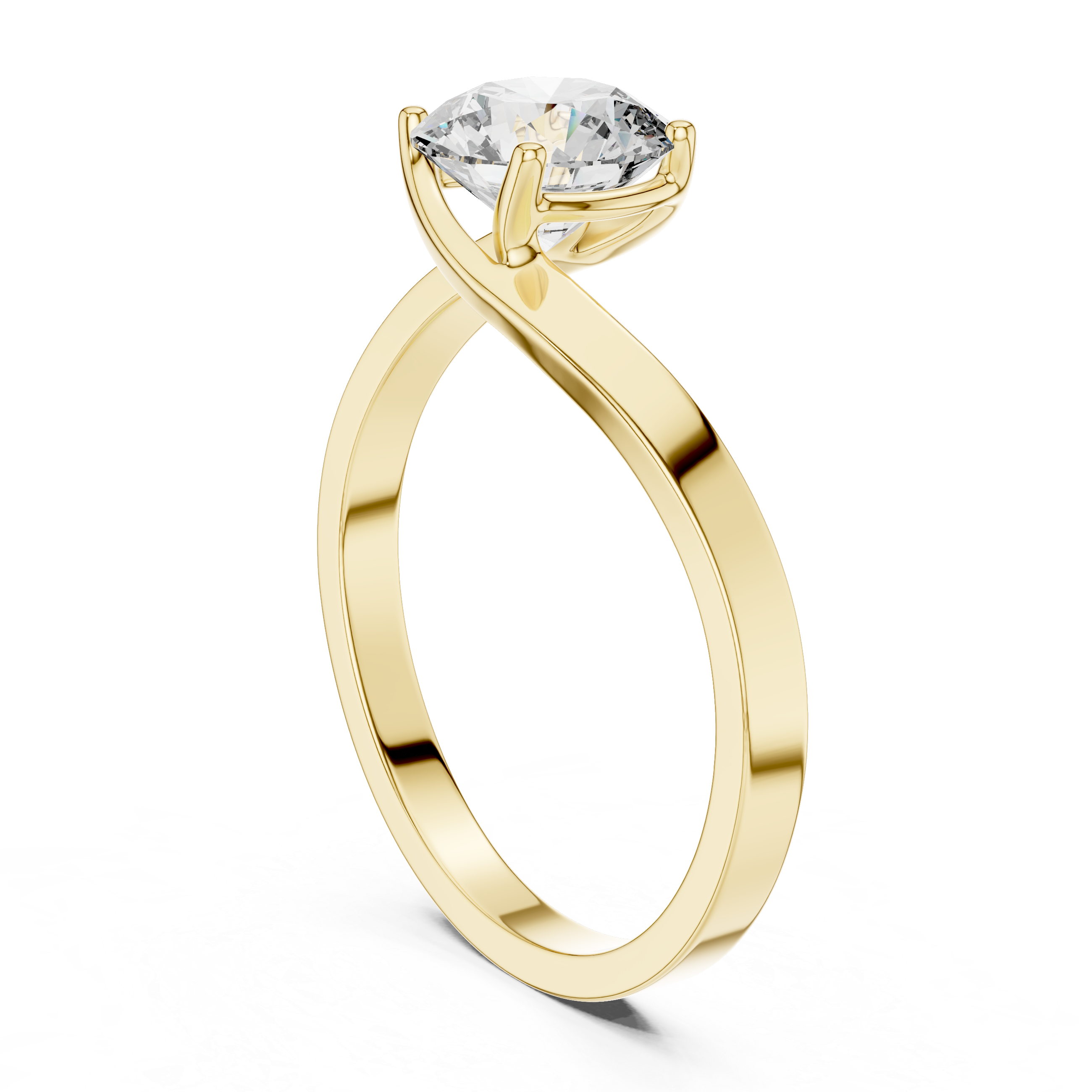 Graceful Twist Solitaire 1-CT Round Diamond Ring in 14-KT White Gold